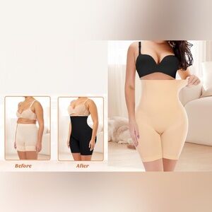 High-Waist Shaping Shorts (Beige/Black) size M